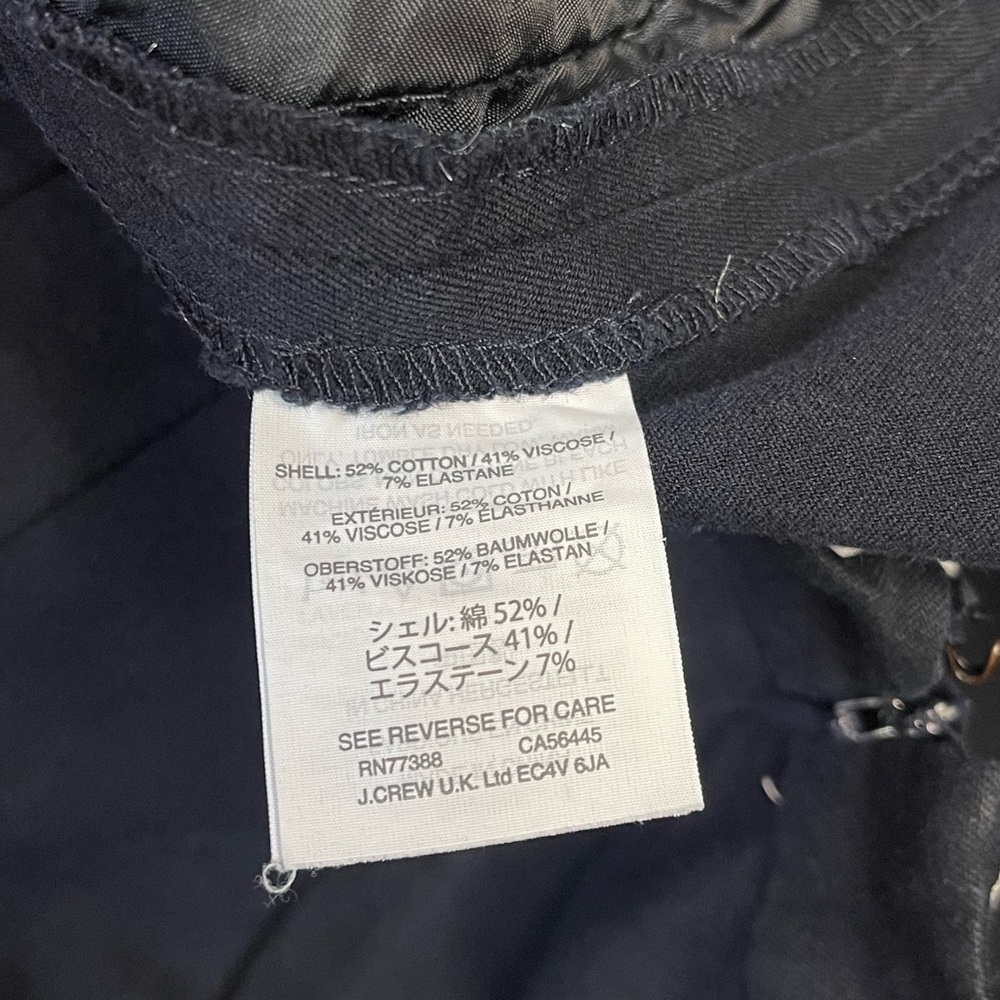 J.Crew Martie Bi-Stretch Cotton Blend Slim Crop Pants Navy Blue - Size 6 - Picture 12 of 14